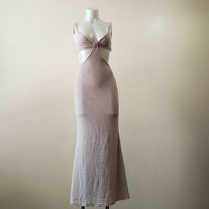 Princess Polly SHANNI MAXI DRESS BEIGE used size 2